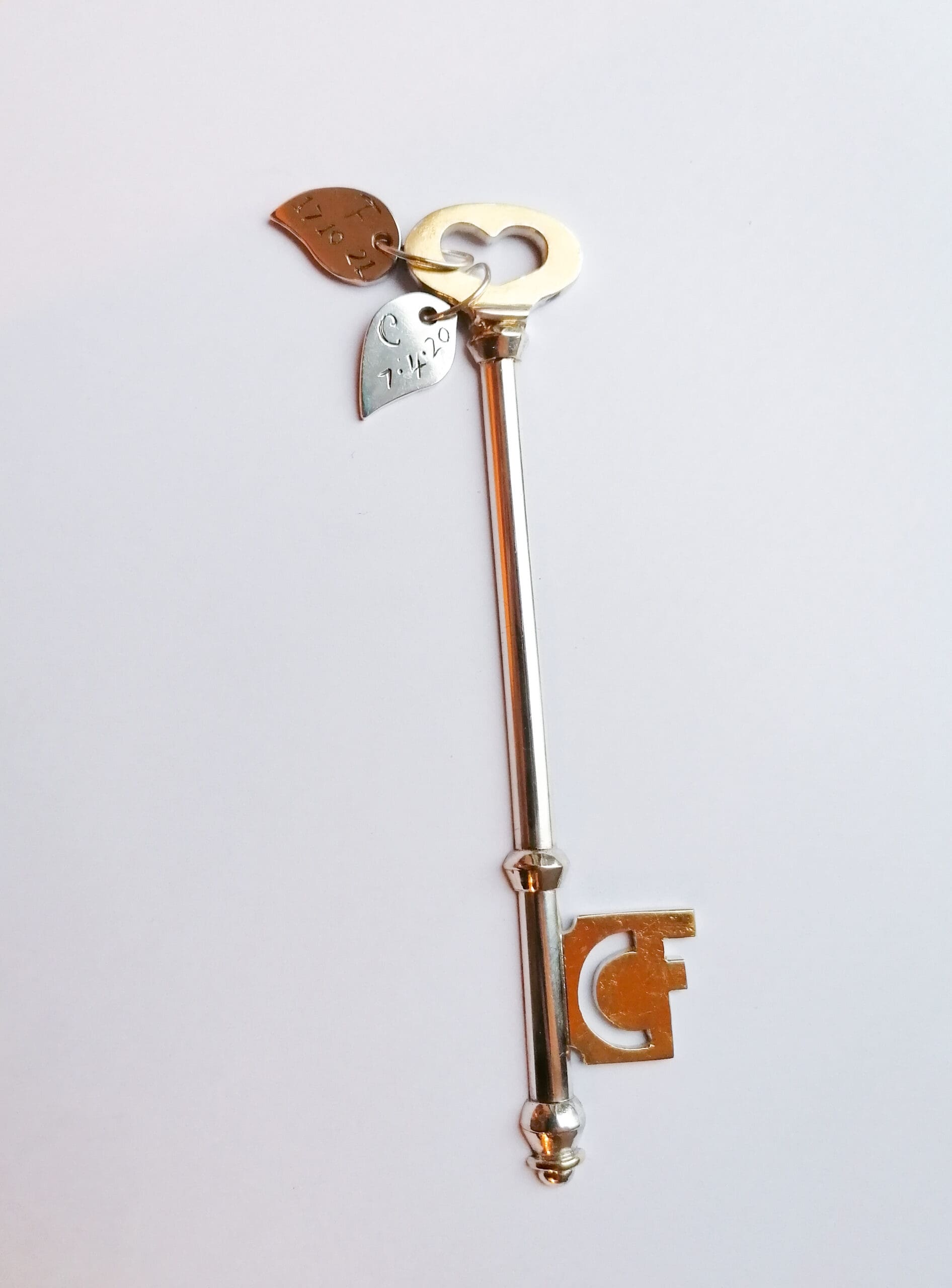 Celebratery Family Key, 24kt gold foil and silver