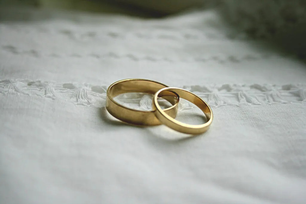 Hand made 18ct yellow gold wedding rings