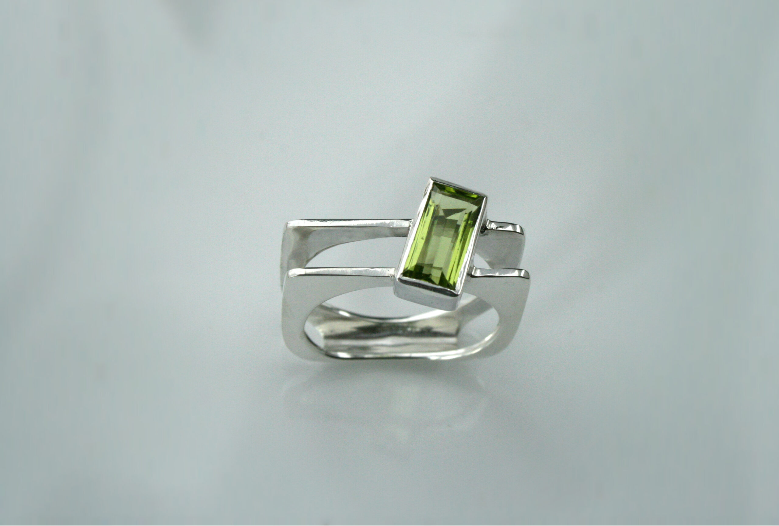 Peridot in silver ring