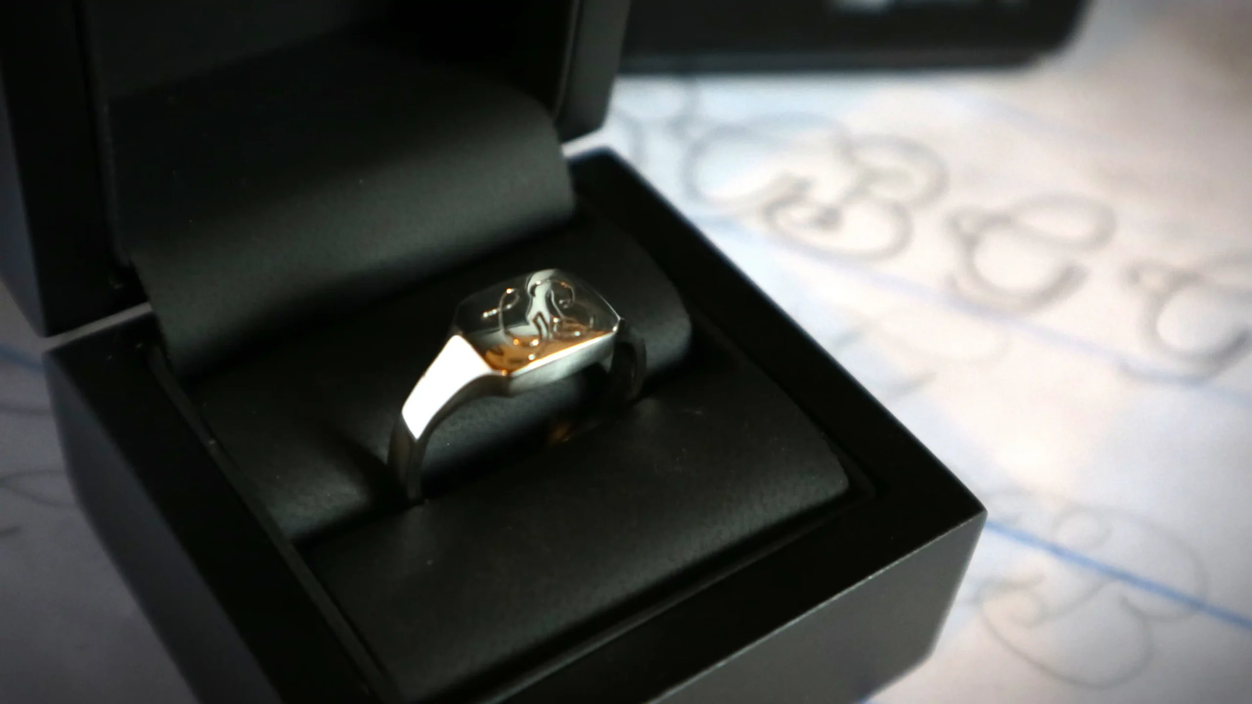 Engraved Mans signet ring