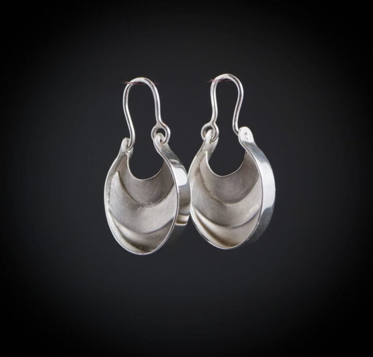 Folded silver earrings, Fine Jewellery, fine art jewellery, Jewellery design, High-end Jewellery, Goldsmith, Tiffany Budd, Sligo, Irish Jewellery