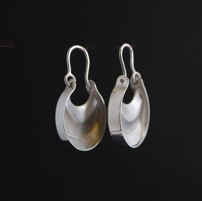 Folded silver earrings, Fine Jewellery, fine art jewellery, Jewellery design, High-end Jewellery, Goldsmith, Tiffany Budd, Sligo, Irish Jewellery