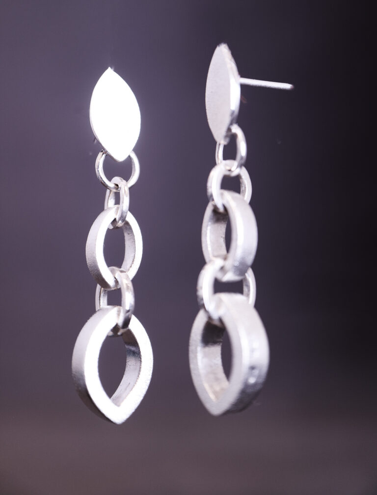 Elipse Chain, Silver, Earrings, Goldsmith, Tiffany Budd, Hand Made Design, Sligo Ireland