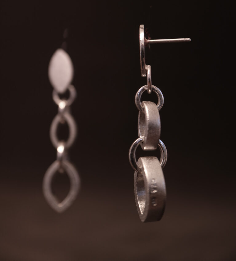 Elipse Chain, Silver, Earrings, Goldsmith, Tiffany Budd, Hand Made Design, Sligo Ireland